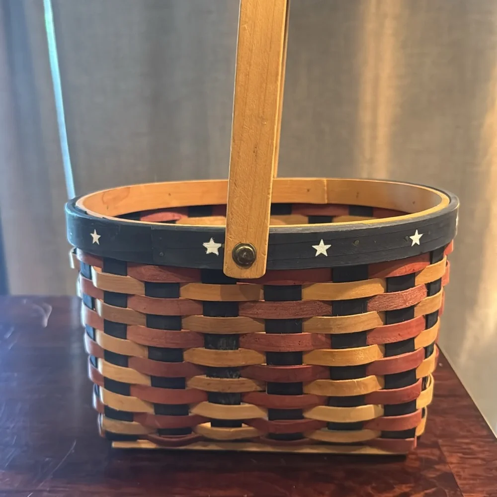 Patriotic Star flag Woven Basket with‎ Handle
